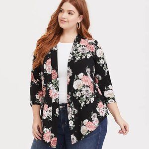 Black Floral Studio Stretch Cardigan